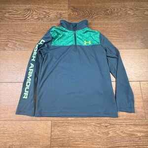 Under Armour Youth Heat Gear Loose Quarter Zip, Green, Athletic, YSM, Sports